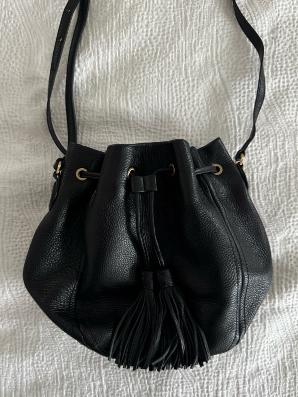 J.crew black Italian leather bucket bag